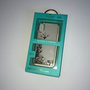 NIB Kate Spade iPhone X Champagne Glitter case